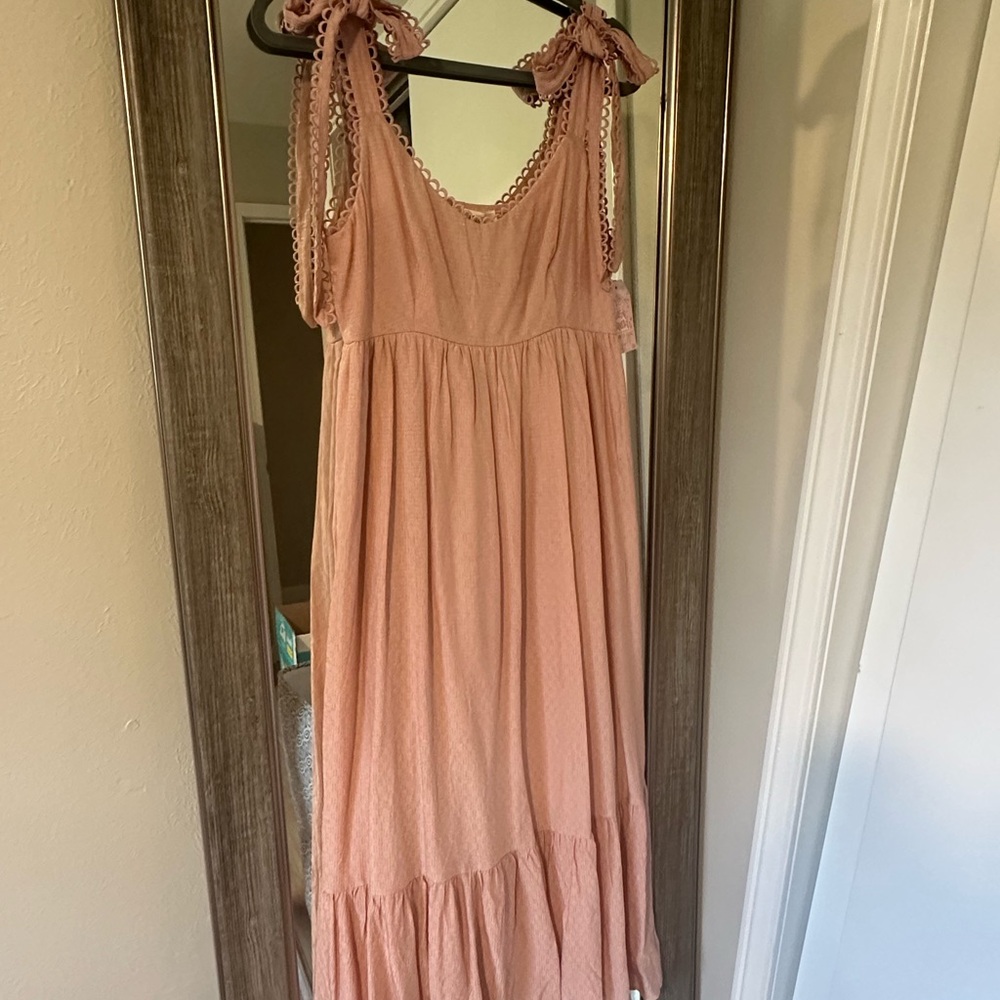 Mine Pink Bow Straps Baby Shower Dress